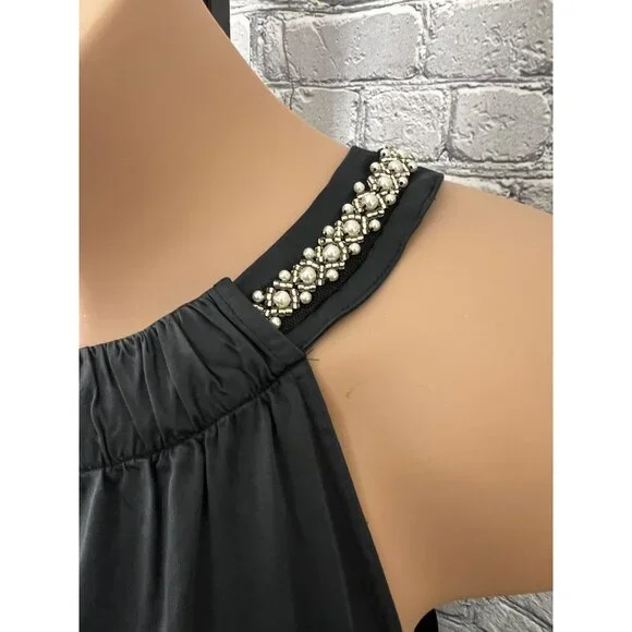 J. Jill NWT 2X Black Halter Dress Beaded Strap Sleeveless Shift Knee Length - Picture 4 of 10